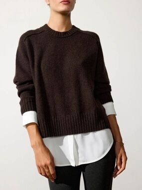 Brochu Walker "Parson Crew Looker” in Brown Wool-Cashmere, M